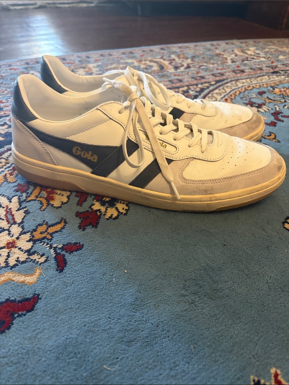 Gola Hawk CMB36 Men’s Size 12 White Blue Leather Suede Retro Sneakers
